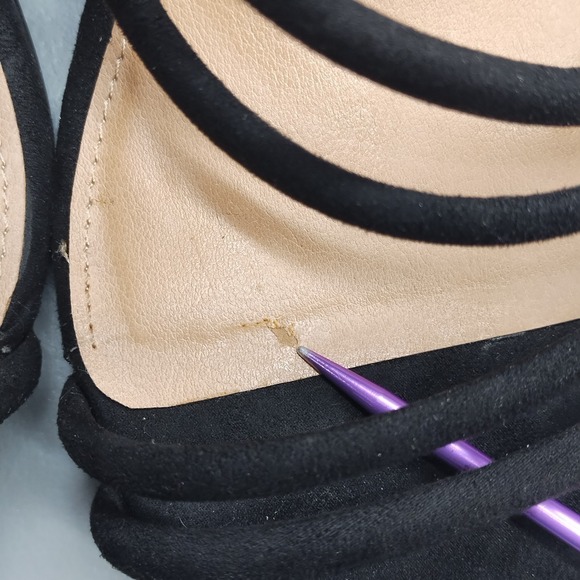 Torrid Strappy Sandals Womens US 10W Black Fabric Block Heel Open Toe Back Zip - Picture 4 of 9